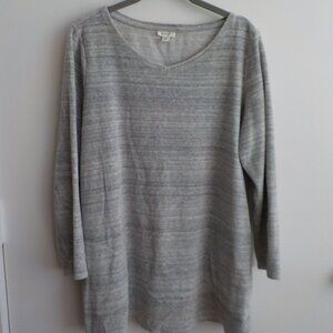 purejill pullover - Grey Velour Long Sleeve Pockets Vneck - Medium (625)